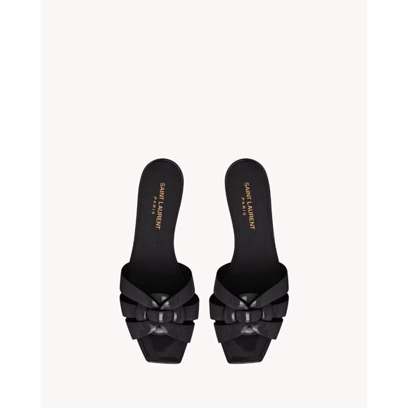 Saint Laurent Tribute Mule Patent Leather Slide Sandals Black Womens Size 36 6 - Picture 2 of 10